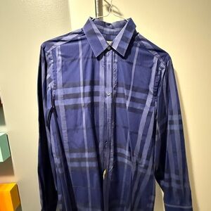 Men's Burberry classic Blue Plaid Shirt